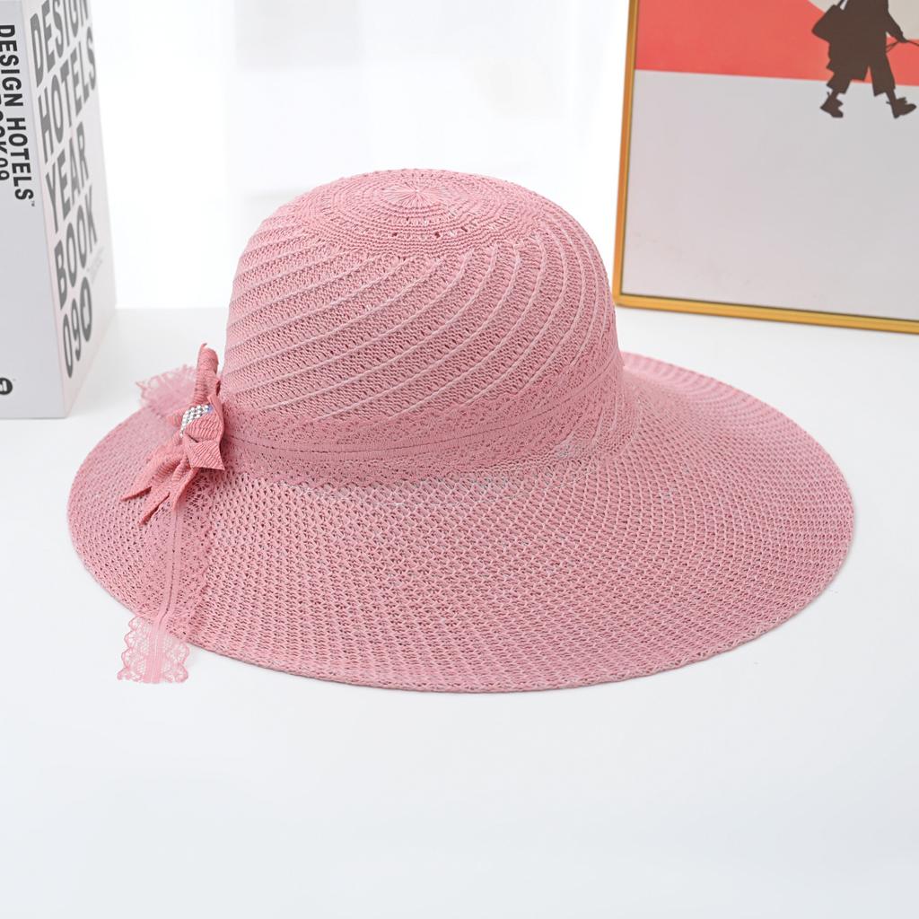 Женская летняя шляпа с защитой от солнца и солнцезащитным козырьком, модная тканая шляпа от солнца с большими полями и бантом, пляжная шляпа