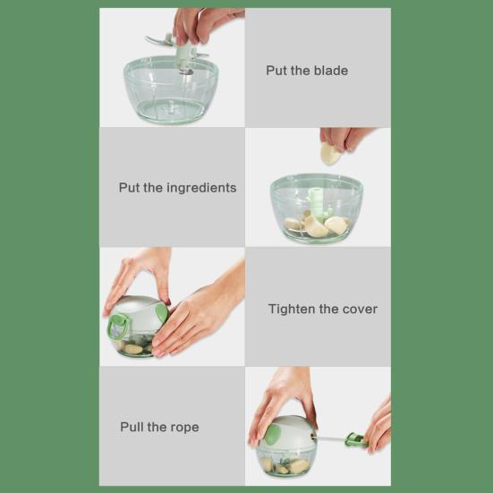 Mini Manual Garlic Chopper Portable Hand-Pull Food Processor for Garlic Ginger Chili Efficient Food Preparation Kitchen Gadget