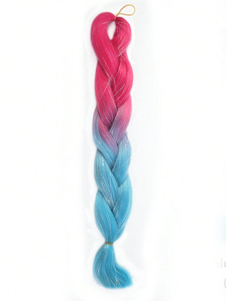 24-дюймовые синтетические волосы для плетения, микс, мишура, блестки, фиолетовые, светло-фиолетовые, синтетические волосы для наращивания, большие косички, 1 шт.