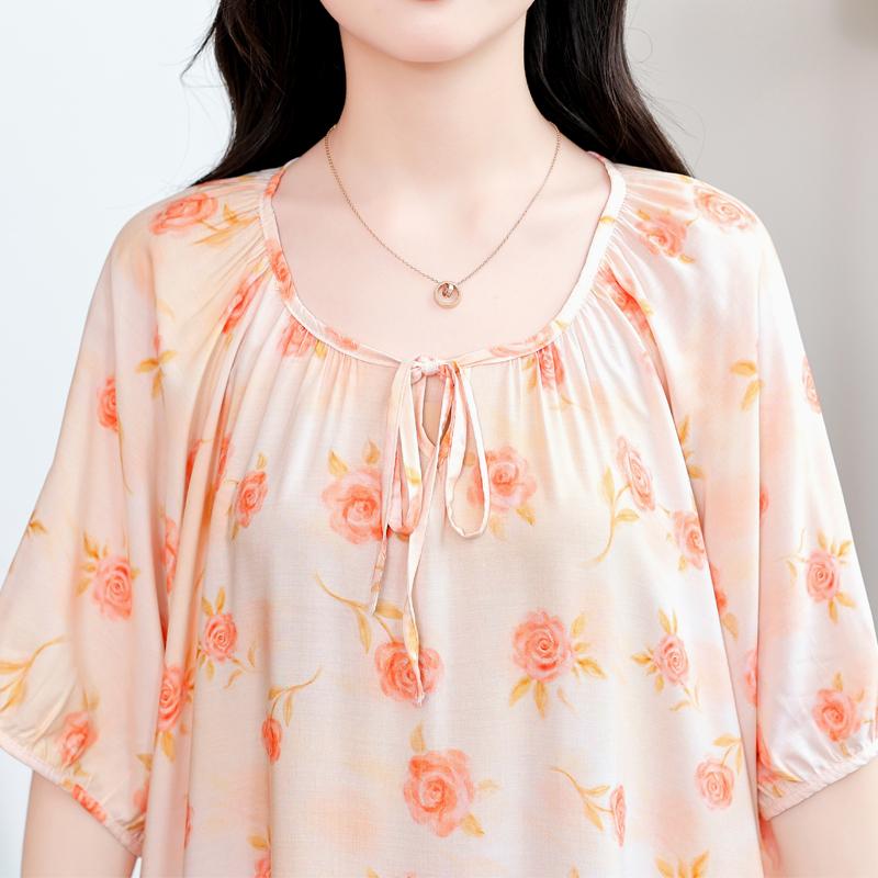 Женское макси-платье большого размера с цветочным принтом, свободное повседневное домашнее платье (XL-5XL)