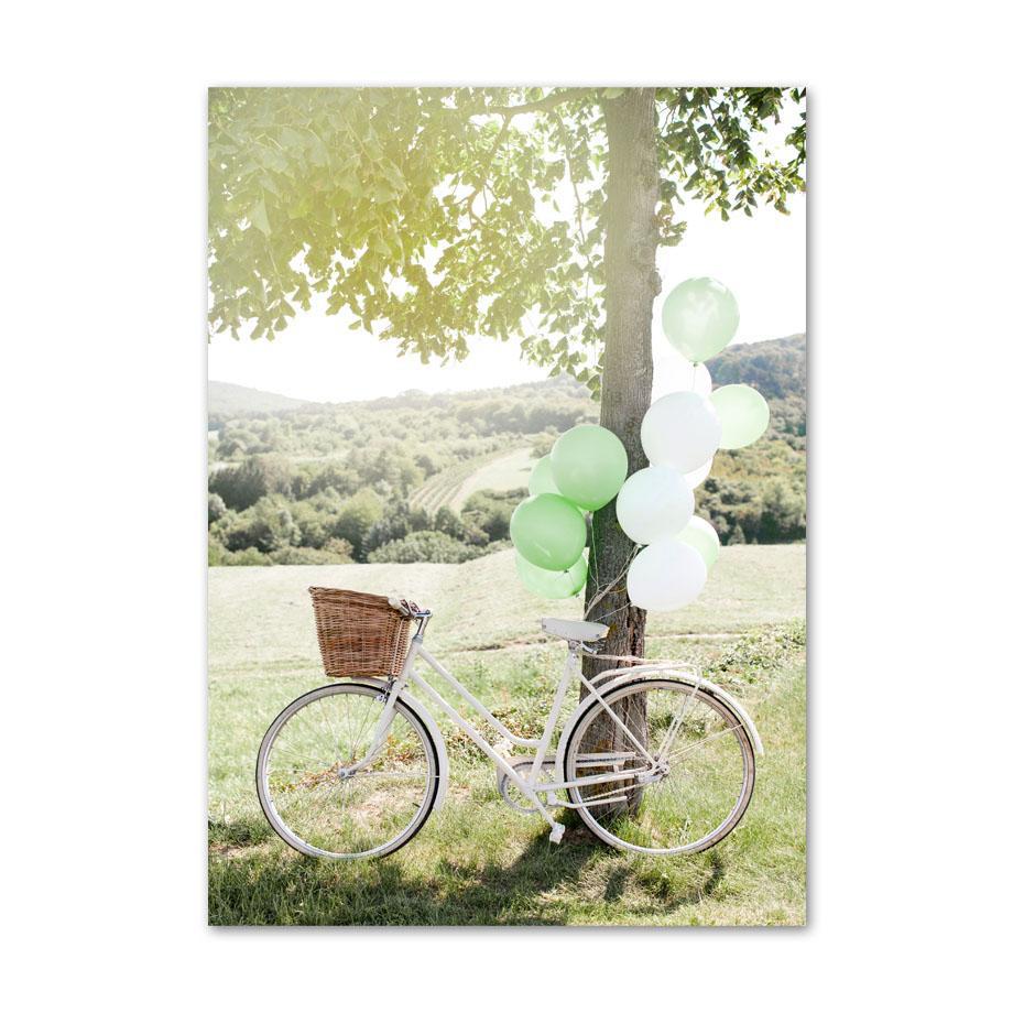 Spring Sunflower Sakura Windmill Farmhouse Church Green Landscape Poster Wall Art Canvas Painting For Living Room Home Decor