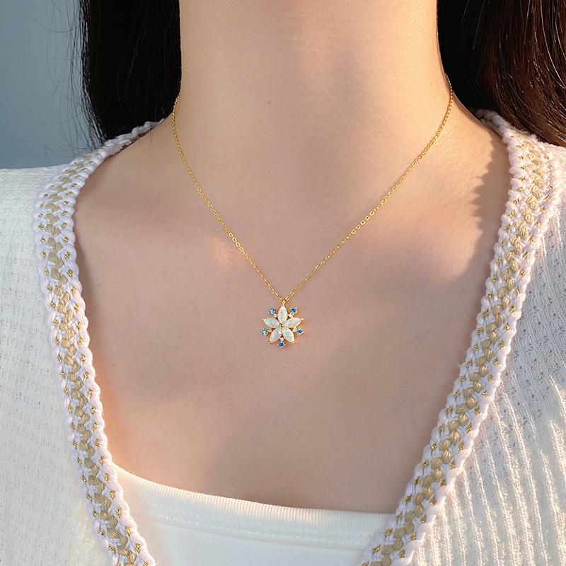 Ожерелье Dream Snowflake Opal для женщин, новая осенне-зимняя цепочка для свитера, дизайн цепочки для воротника Sense