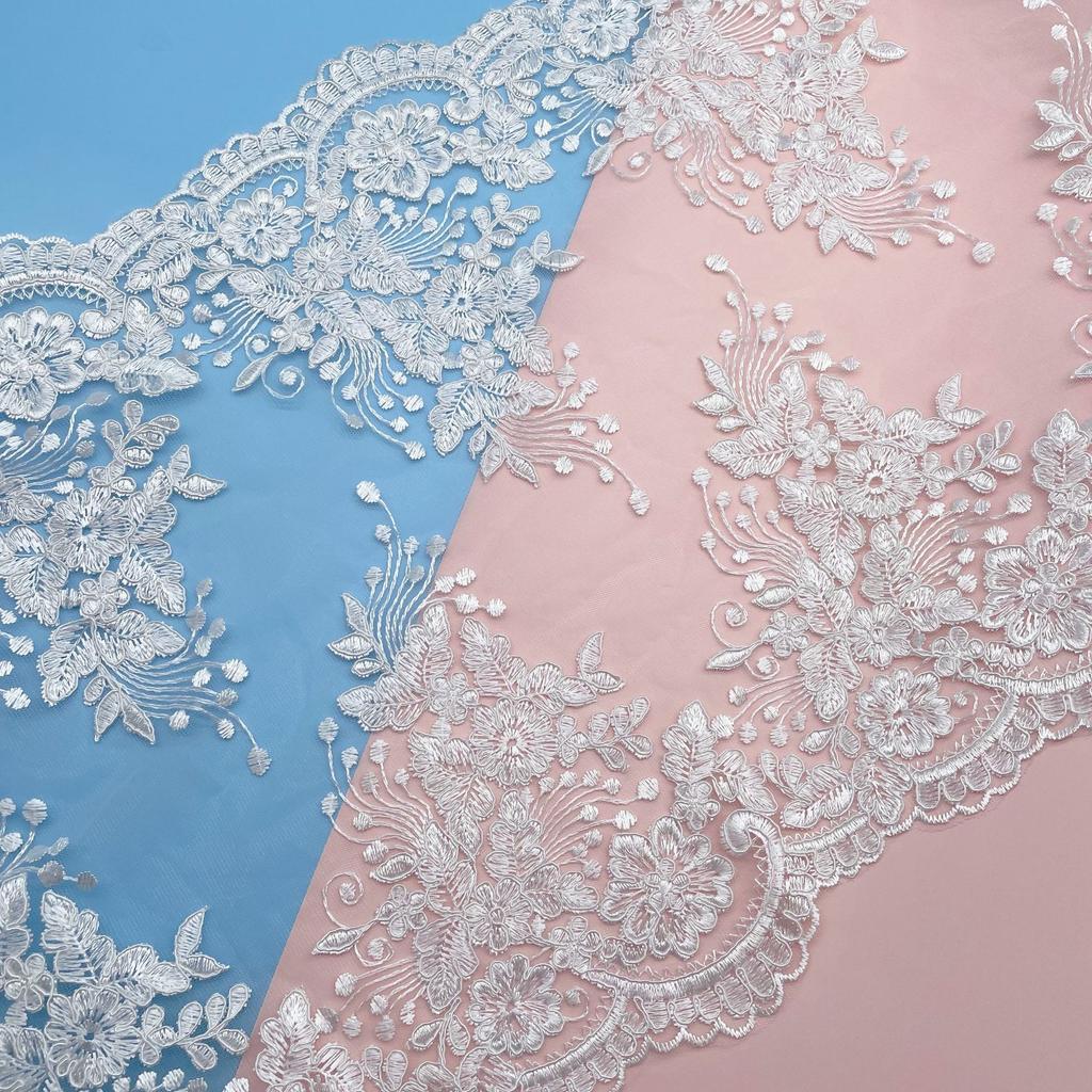 50 ярдов Двусторонняя вышивка Кружевные аксессуары Ткань Свадебная Занавеска Скатерть Материал для ручной работы Свадебная Сценическая Ткань