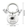 Graduation Gift Stainless Steel Keychain Rings Key Holder Creative Decorated Accessories