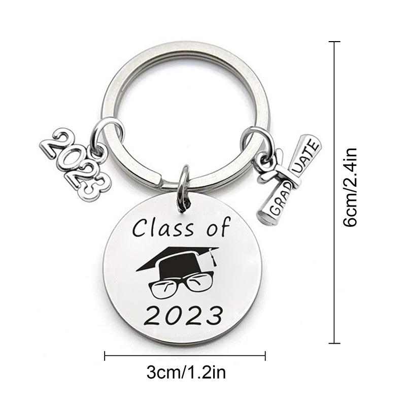 Graduation Gift Stainless Steel Keychain Rings Key Holder Creative Decorated Accessories