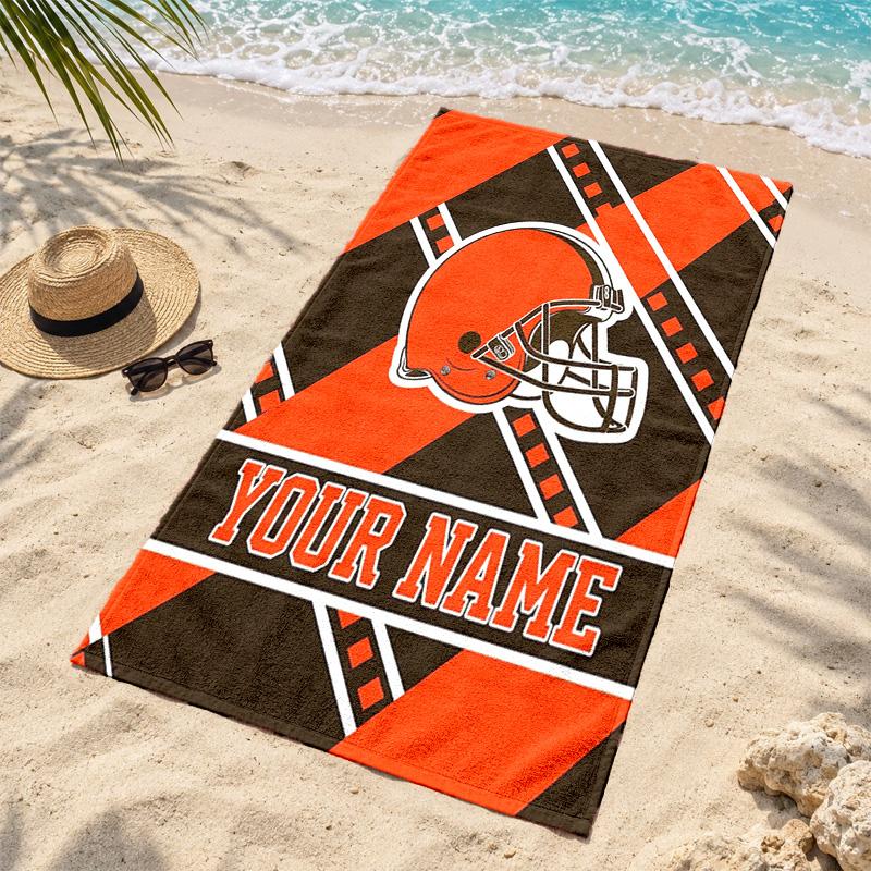 Cleveland Browns Custom Name Beach towels also serve as bath towels summer essential a musthave for the outdoors the beach and the pool