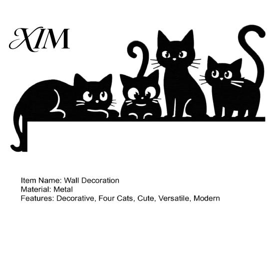 Modern Home Wall Decorations Metal Cat Door Topper, Cute Cats Frame Decor, Black Art, Iron Hangings Minimalist Decoration for Living Room Bedroom