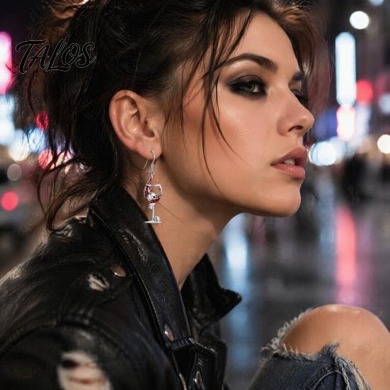 Модные items в готической эстетике, 1 пара, забавные Хэллоуинские серьги-подвески в виде винных бокалов и черепов, готические скелеты, персонализированные серьги из цинкового сплава, подвесные, statement
