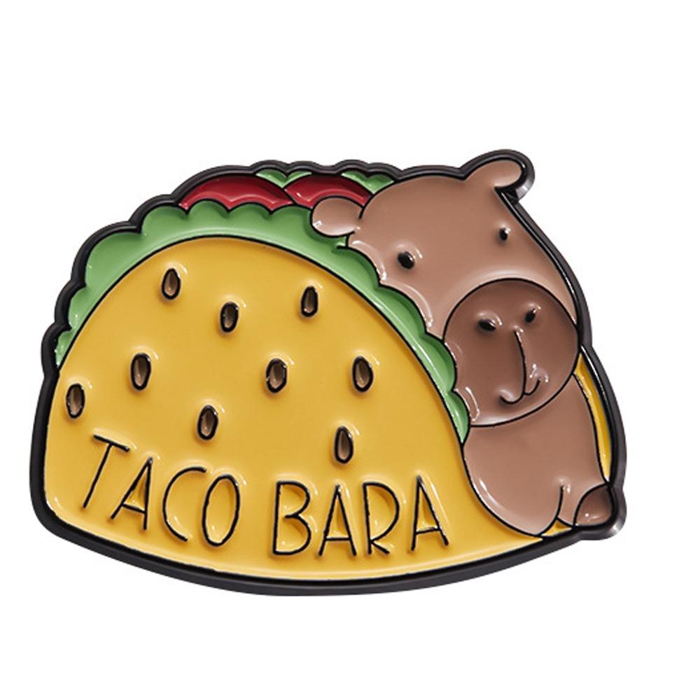 Брошь в виде капибары Taco, детский подарок, металлическая мультяшная булавка в виде животного, мультяшная милая брошь в виде капибары, сплав, значок, рюкзак, аксессуары