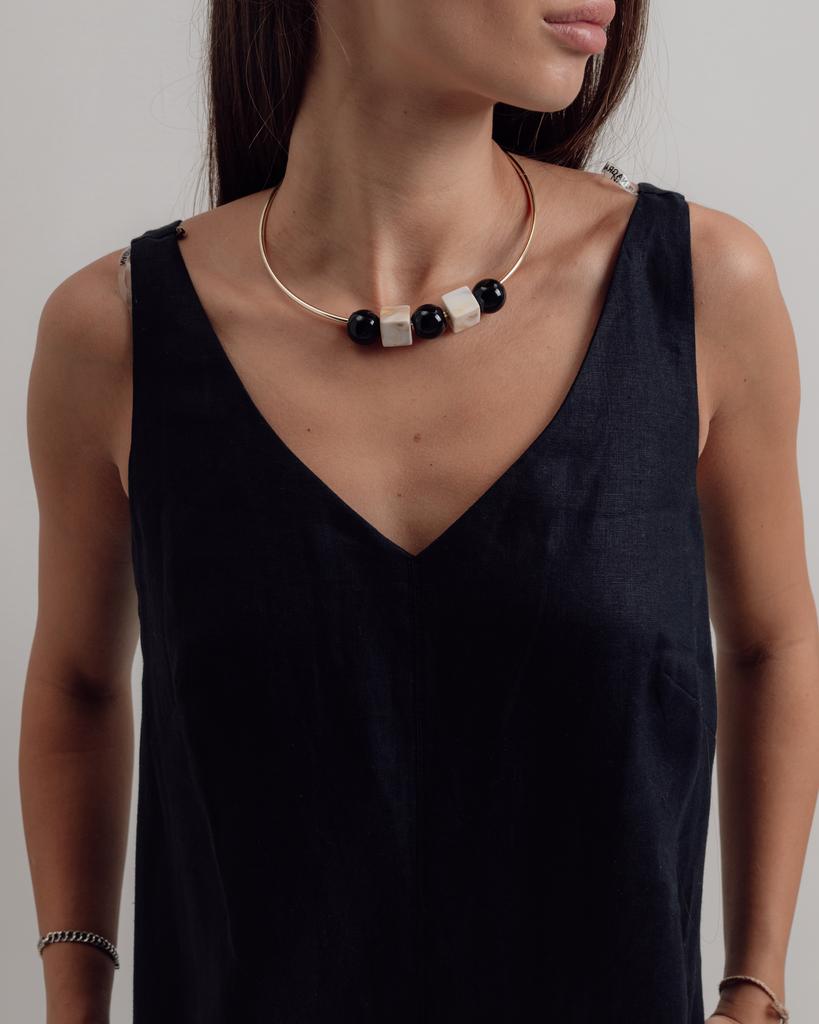 Summer Sundress with Decoration Nagrada 5137 36 Black Linen