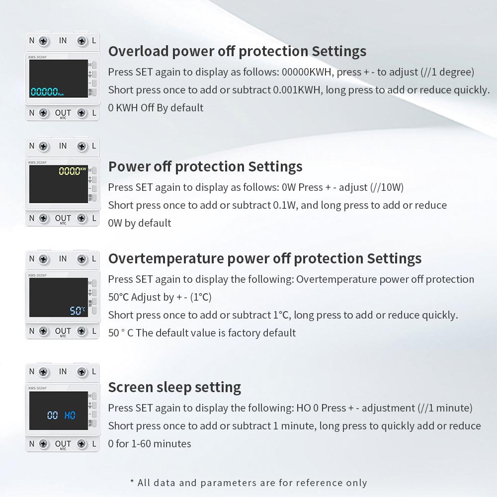 Устройство защиты от перенапряжения и пониженного напряжения с защитой от тока утечки на землю 8 в 1, реле, выключатель, счетчик энергии кВт*ч, Smart Life 63A