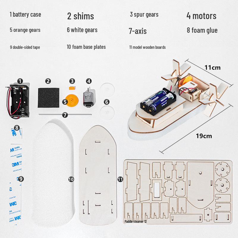 Деревянный DIY пазл «Ручной пароход» – Образовательный набор для научного эксперимента для студентов