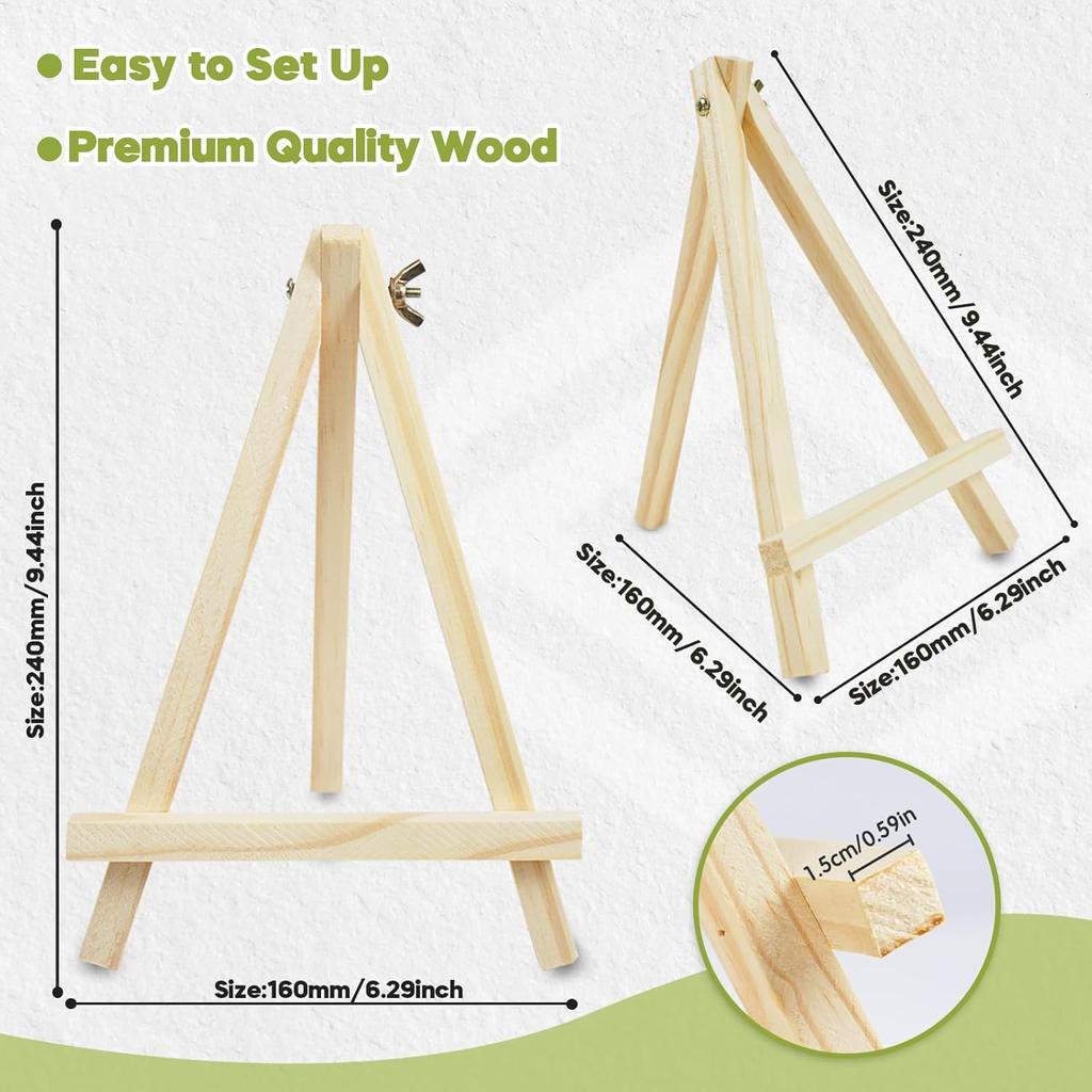 Conda 6 Pack 9 Inch Mini Wooden Display Easels, A-Shaped Mini Easel Stand for Small Painting, Painting Party Easel for DIY Crafts, Photos, Gift,