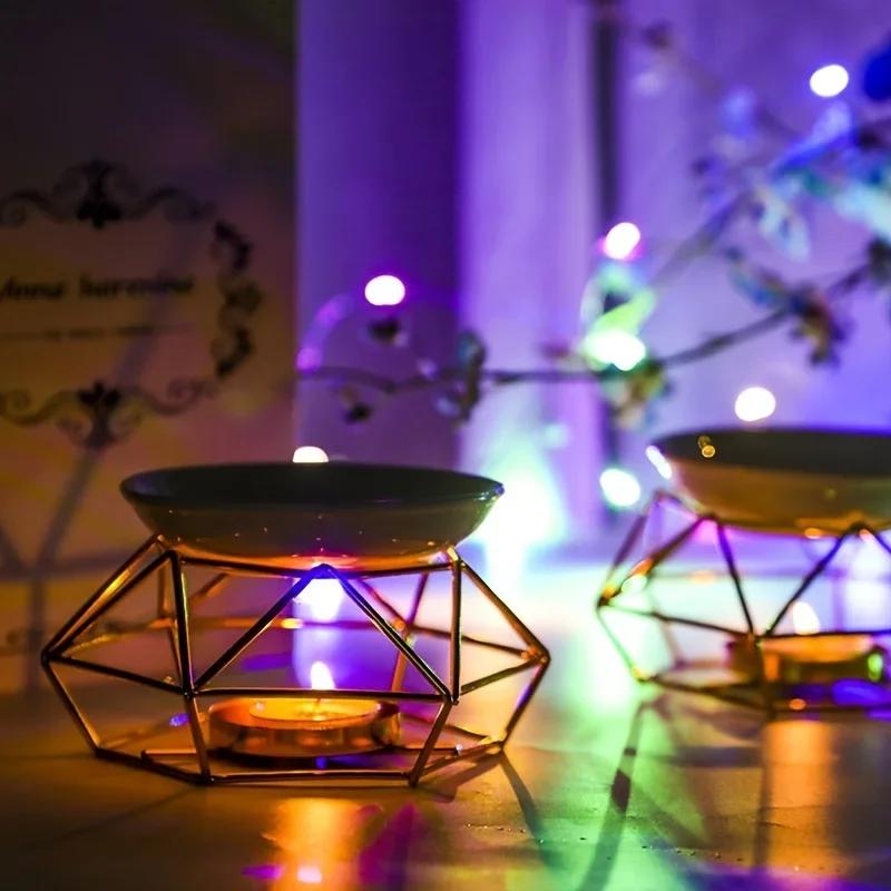 1 шт. Романтичный керамический подсвечник для чайных свечей с металлической масляной горелкой и воскотопкой - идеально подходит для релаксации и медитации