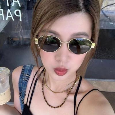 Маленькие овальные очки Advanced Sunglasses Spicy Girls Street Photo Shades Metal Future Style Eyewear