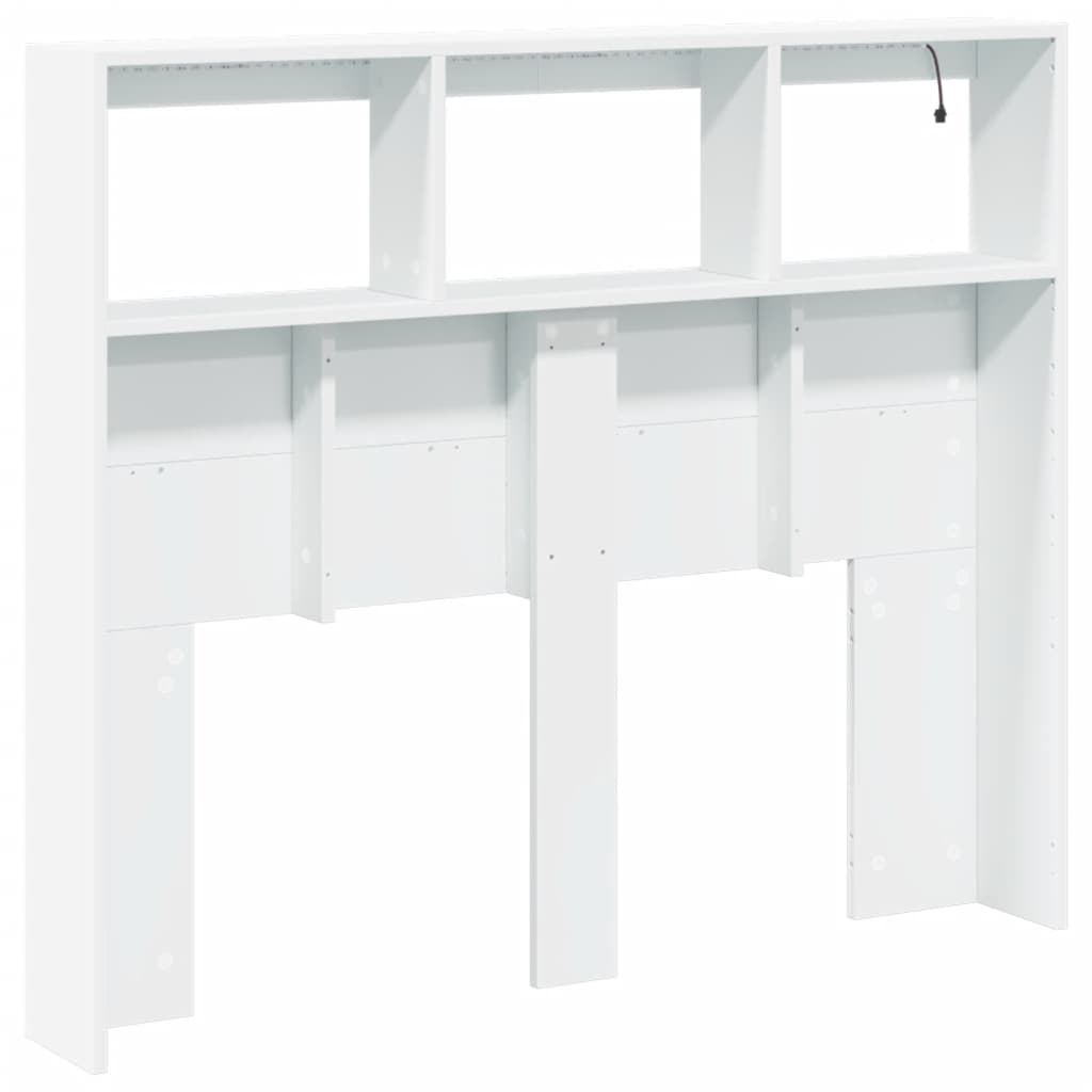 LED Headboard with Shelves White 120 x 17 x 102 cm