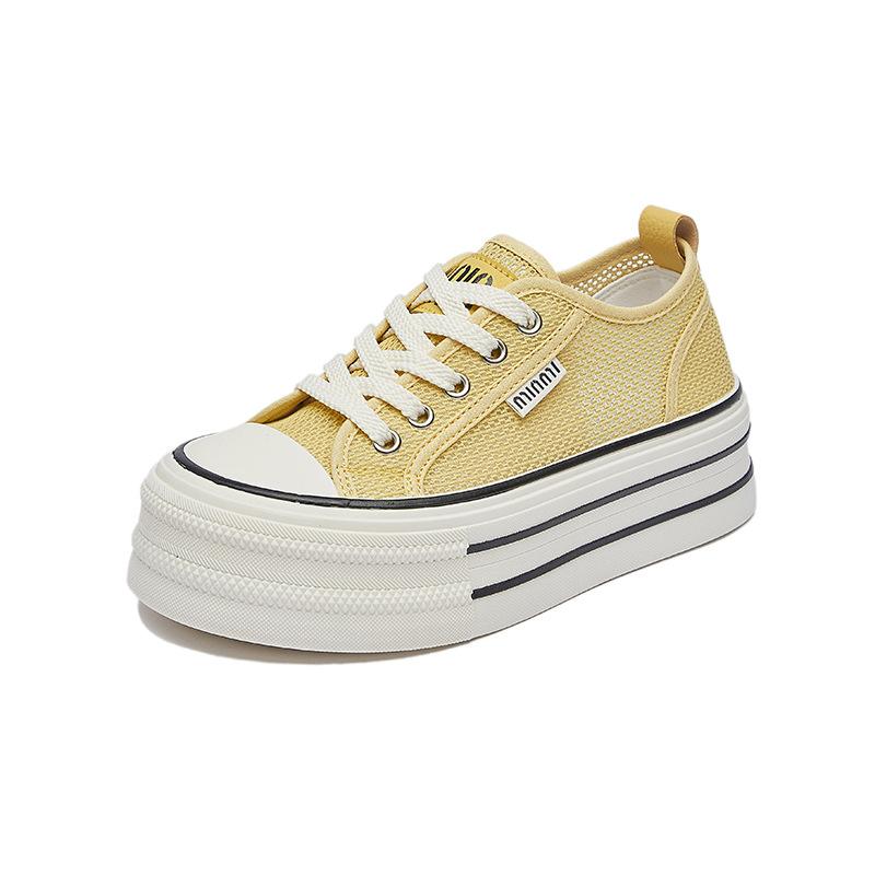Summer Mesh White Shoes New Style of Female Students Breathable Height-enhancing Casual Street Clapper Shoes