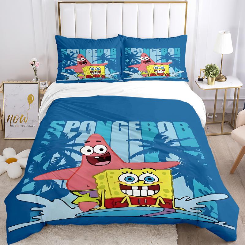 3Pcs Spongebob Patrick Adventure Bedding Sets For All Sizes New 3D Printed Bed Cover Comforter Duvet Cover Pillowcase Bedroom Decoration