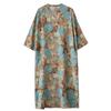 Early Spring Vacation Style Tourism V-neck Artistic Retro Mid To Long Loose Casual Meat Covering Dress