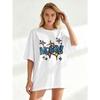 Oversized T-Shirt Black Money Text And Sparkle Stars Print Casual Streetwear Style For Women