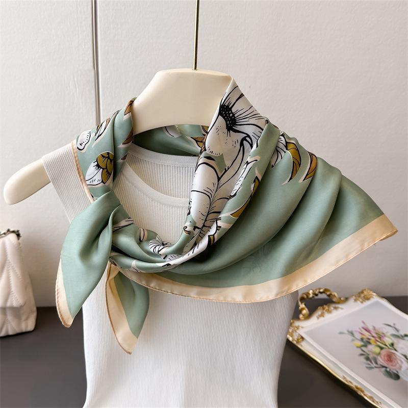 Luxury Brand Print 70cm Square Scarves Women's Designer Silk Scarf Floral Bandana Small Neckties Hairbands Bags Foulard Shawl