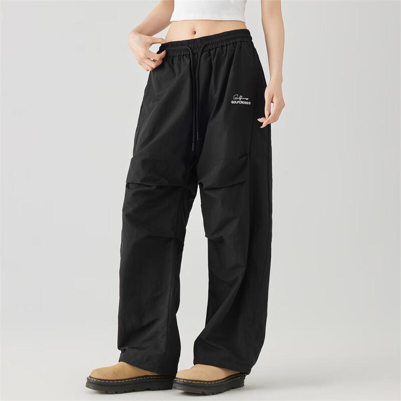 GOLFCROSS Унисекс Плиссированные Рабочие Брюки с Вышивкой Буквами и Шнурком