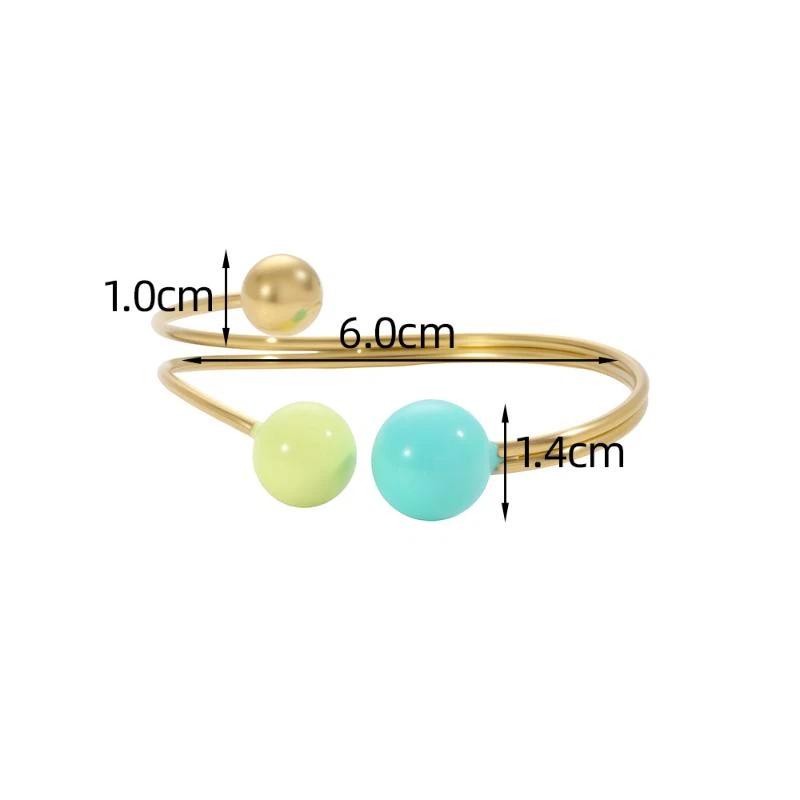 Joyful Candy Style Enamel Ring Adjustable Round Ball Shape Stainless Steel Non-Tarnish Jewelry for Women Casual Daily Wear