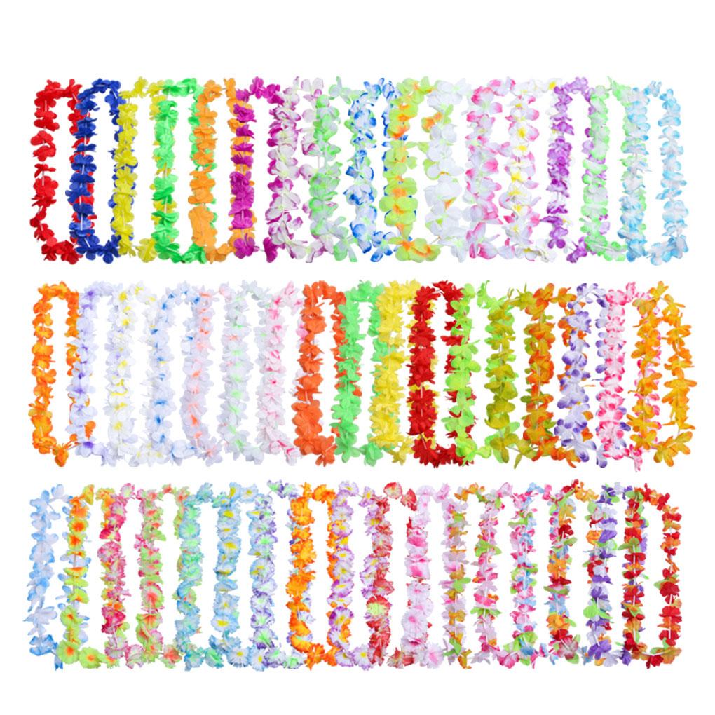 Набор из 50 гирлянд-ожерелий из цветов для пляжа, для DIY-декора, гирлянды для улицы, для путешествий, праздника, дня рождения, выпускного вечера
