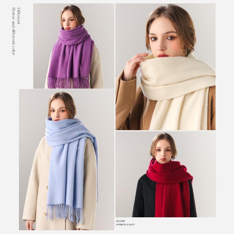 100 Pure Wool Scarves Women's Winter High-end Cashmere Oversized Shawl Gift