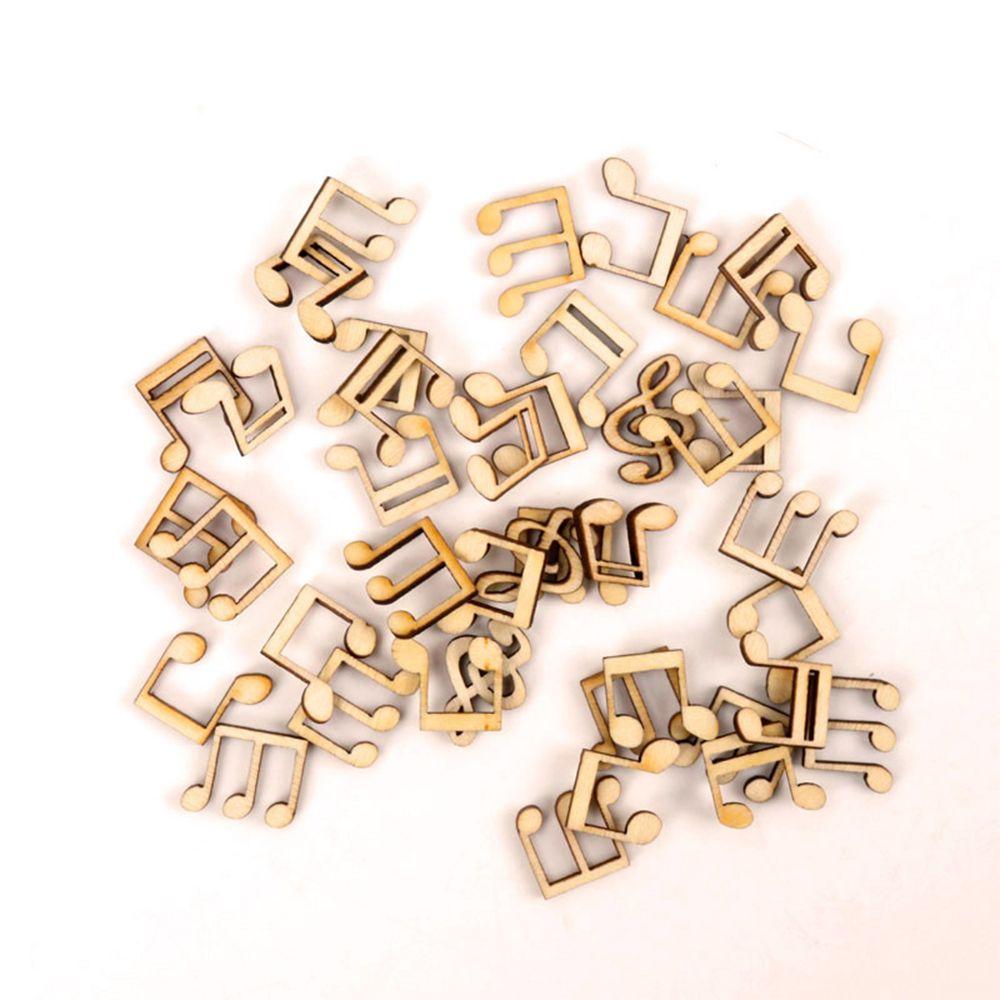 100Pcs Arts Card Making DIY Craft Natural Wood Scrapbooking Embellishment Music Notes Wooden