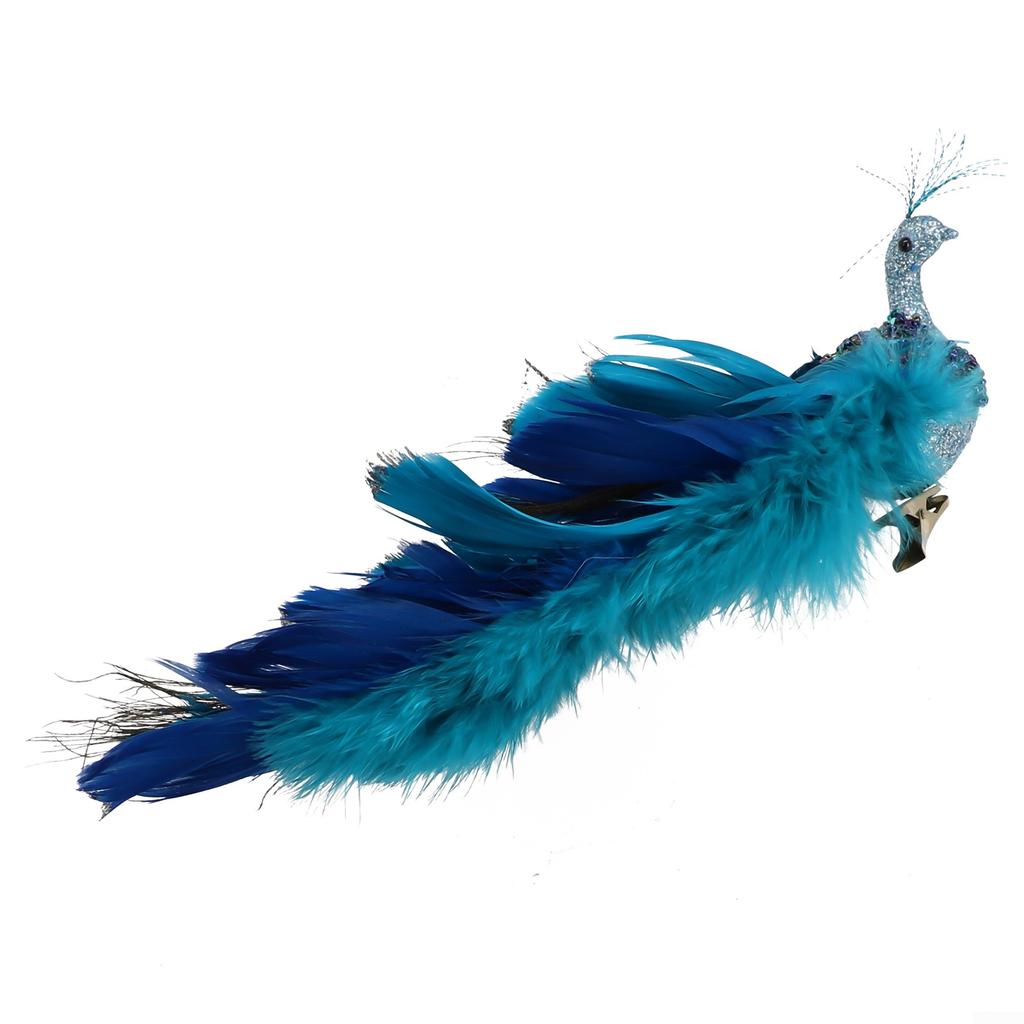 Artificial Blue Peacock Feathered Christmas Tree Decorations Color