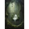 Halloween Ghost Poster Cute Ghost Forest Canvas Printing Poster Wall Art Festival Decoration Painting for Home Living Room Decor