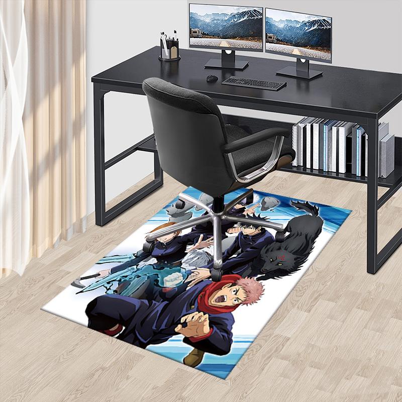 1pc Anime Cartoon Design Jujutsu Kaisen Characters Office Chair Mat Non-Slip Carpet Suitable for Home Decor Living Room Bedroom Game Room Festival Gif