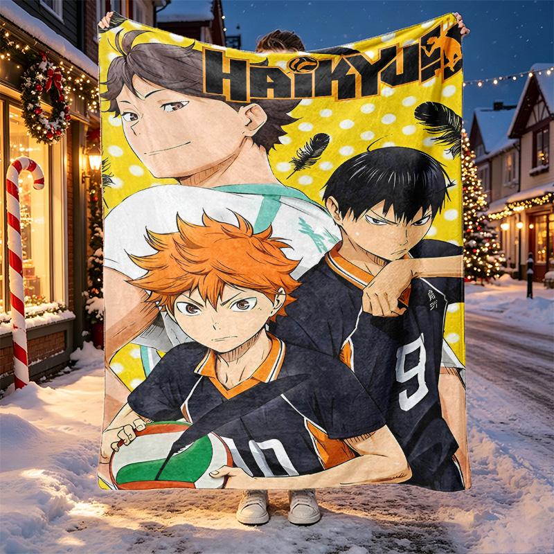 Haikyu Pattern Blanket for Home Decoration, Bed, Sofa, Car Travel, Camping, Suitable for All Seasons, Birthday Christmas Gift