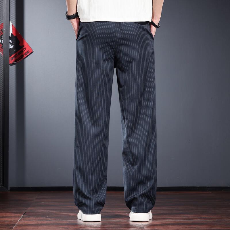 Мужские полосатые свободные прямые брюки JieLeNuo в стиле business casual