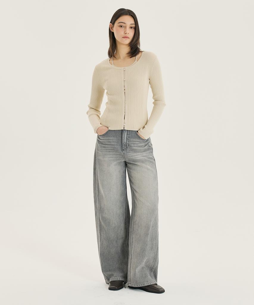 MIND BRIDGE WOMEN [W] Halterneck Sleeveless Cardigan Layered Knit - 2 Colors