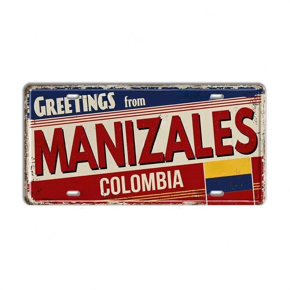 Chile Argentina Ecuador Colombia License Plate Landmark Metal Sign City State Decorative Car Plate Garage Club Bar Wall Decor