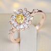 Красивое белое желтое циркониевое кольцо для женщин Элегантные ювелирные аксессуары цвета розового золота для подарков на годовщину свадьбы