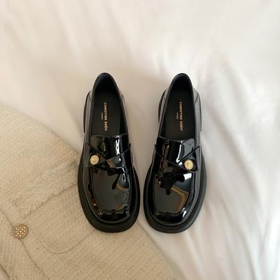 Секунды ~ Су Инь Инхолворт ~ маленькая золотая монета толстая подошва ленивый каблук лоферы женские маленькие кожаные туфли