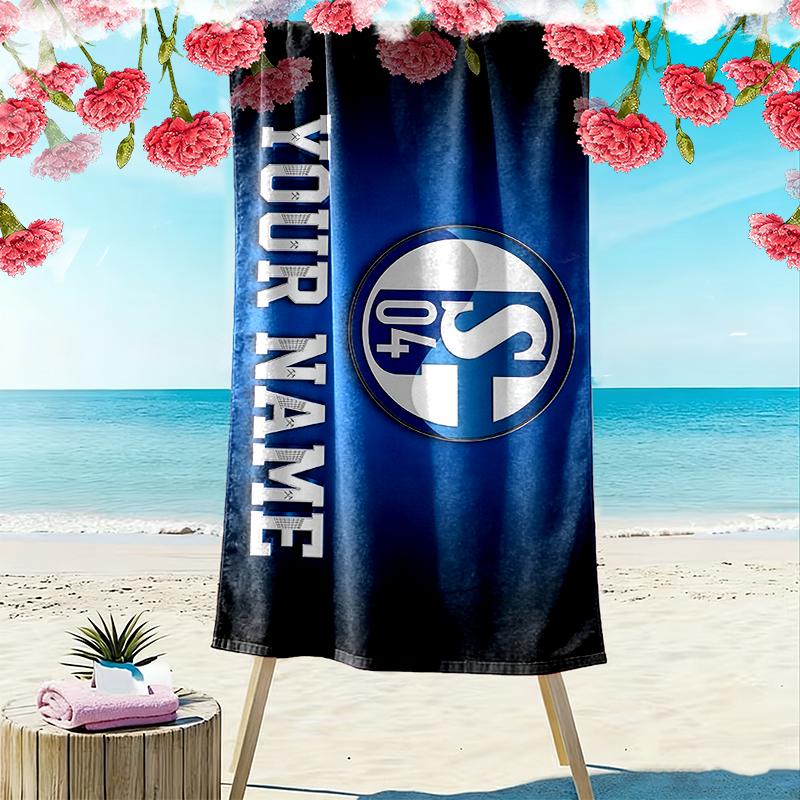 Custom Name,FC Schalke 04 Print Beach Towel, Large Soft Quick Dry Towel for Beach Camping Swimming