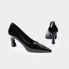 Temperament Commuter High Heels Fashion Patent Leather Pointed Women's Shoes Urban White-collar Single Shoes