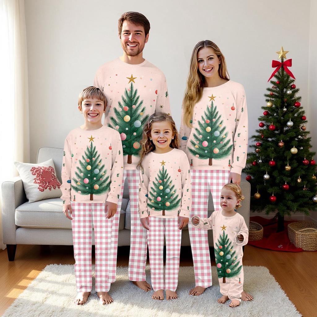 Christmas Prints Family Matching Long Sleeve Tops+Pants Set Family Matching Sets