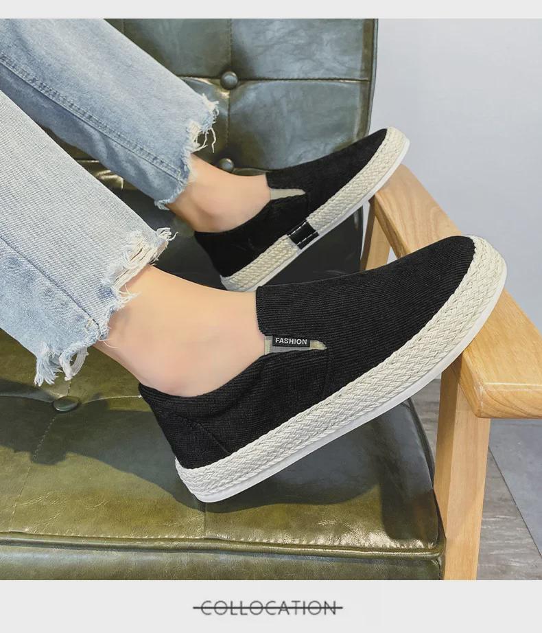 Men's Spring 2024 White Casual Slip-On Canvas Sneakers, Breathable Old Beijing Style