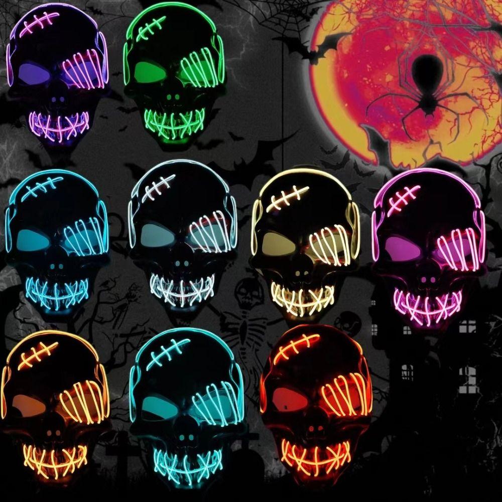 Headwear Skull Glowing Mask PP Costume Props Gothic Full Face Mask  Party Supplies