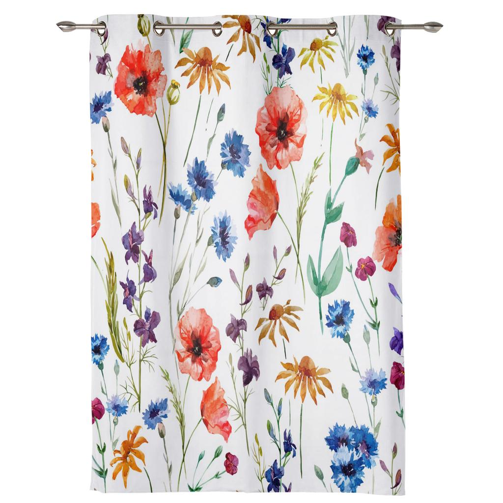 Flower Watercolor Window Curtain for Bedroom Living Room Backdrop Curtain Home Decor Kitchen Short Curtain