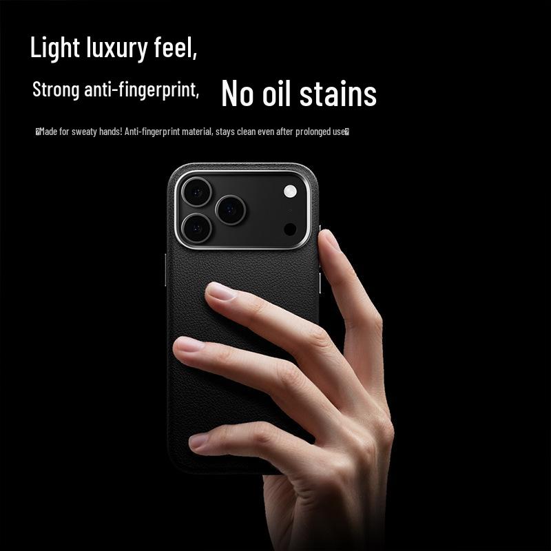 Деловой чехол из гладкой кожи для iPhone 17 Pro Max с кнопкой ИИ