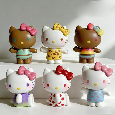 Кавайная фигурка Hello Kitty 5 см Sanrio Купальник Аниме Переодевание Кукла Cinnamoroll Декор для торта своими руками Рождественские подарки для детей