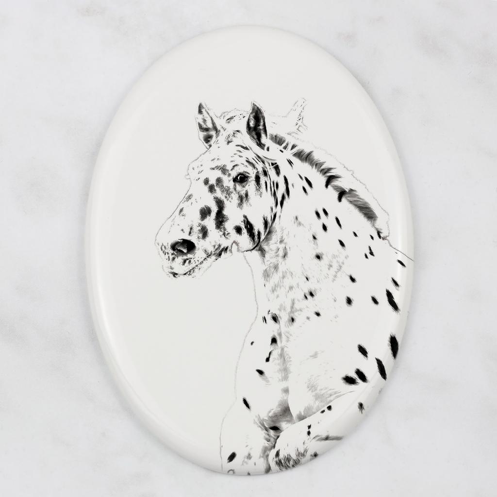 Noriker - commemorative plaque with a photo of a horse, tombstone plaque with a print, personalized oval plaque by Art-Dog brand