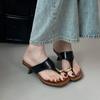 Весна и лето 2025 новая коллекция шлепанцев с квадратным каблуком средней высоты, с металлическими пряжками, на низком каблуке, для улицы, женские сандалии