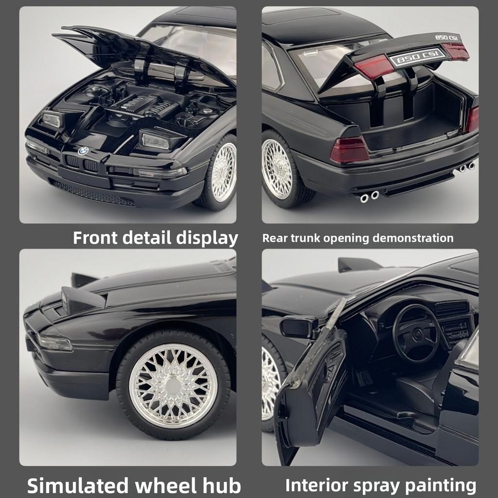 ENN 1:24 Csl850 Simulation Alloy Sports Car Model Sound and Light Pull Back Retro Car Model